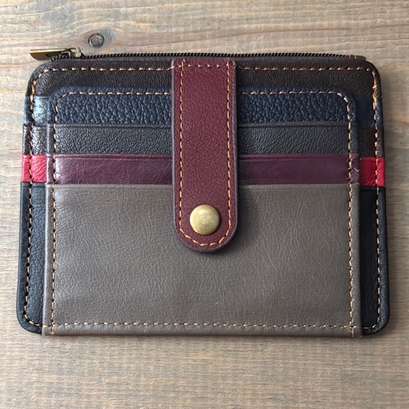 Vera Pelle Red and Brown Leather Key Card Holder - Picture 4 of 6